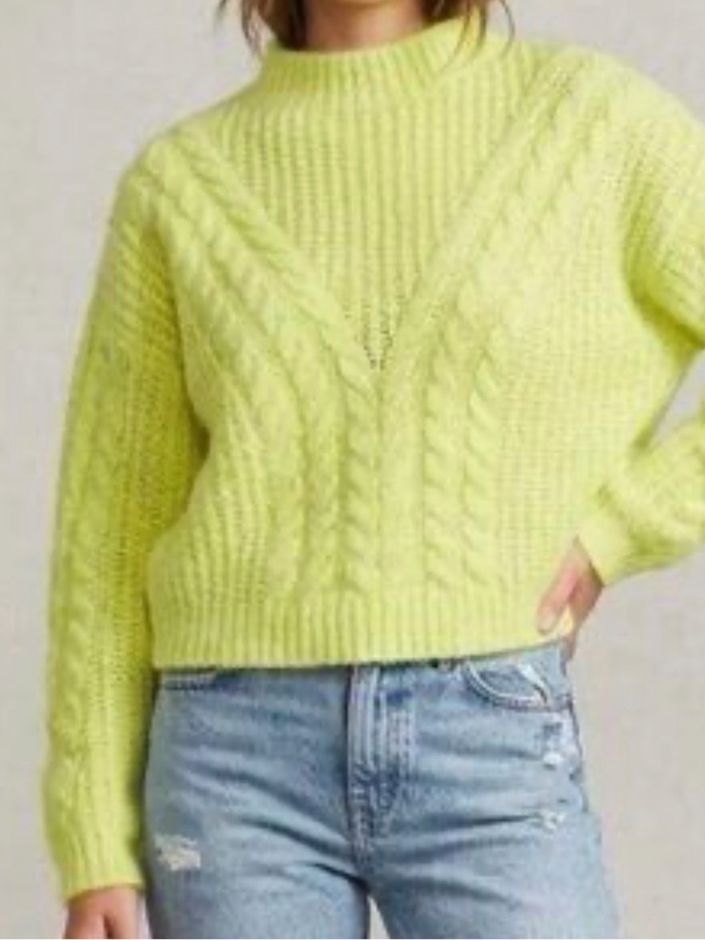 Small • Universal Thread Lime Cable Knit mock neck Sweater